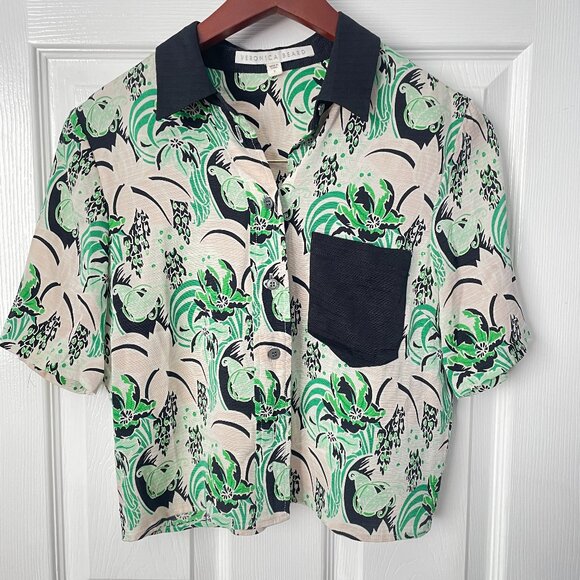 Veronica Beard Silk Cropped Button Up Shirt Size 2 - Picture 1 of 11